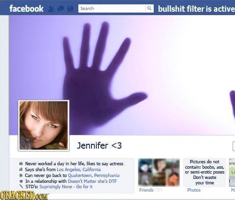 facebook N Search bullshit filter is active IL Jennifer <3 Never worked day her life, Pictures do a in Ikes not to say actress anc contain: boobs, Say