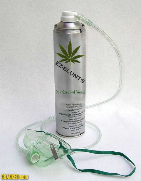 EZ-BLUNTS Pre-Smoked Weed Actve Ineedent: Carnabi med zinischer Sarrsot 0as f ssigeno medeinale aas oxygene medical O Cmth CRACKED.cOM