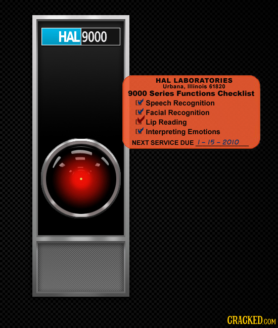 HAL 9000 HAL LABORATORIES Urbana, Illinois 61820 9000 Series Functions Checklist Speech Recognition [Y Facial Recognition M Lip Reading y Interpreting