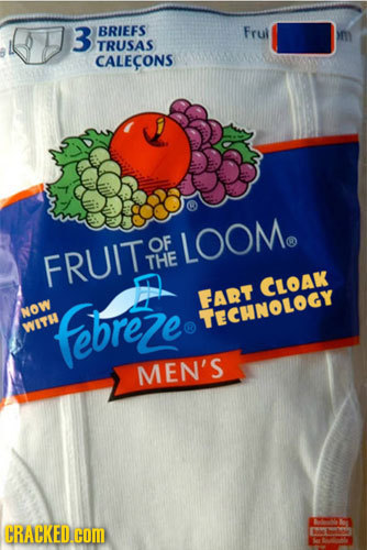 3 BRIEFS Frul TRUSAS CALECONS OF LOOM FRUITT THE cloak FART NOW WITH febreze TECHNOLOGY MEN'S CRACKED. com