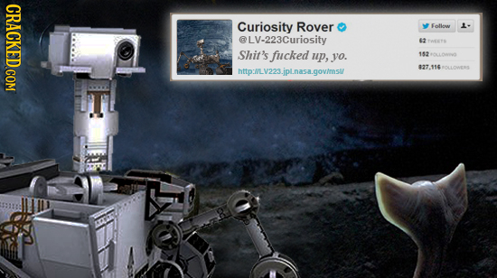CRACKED.COM Curiosity Rover Follen 1- @LV-223Curiosity Tsers Shit's fucked up, yo. 153 20LLOI http://LV223.jplnasa.govimsl/ 827.116OLLOWERS G0LLONES