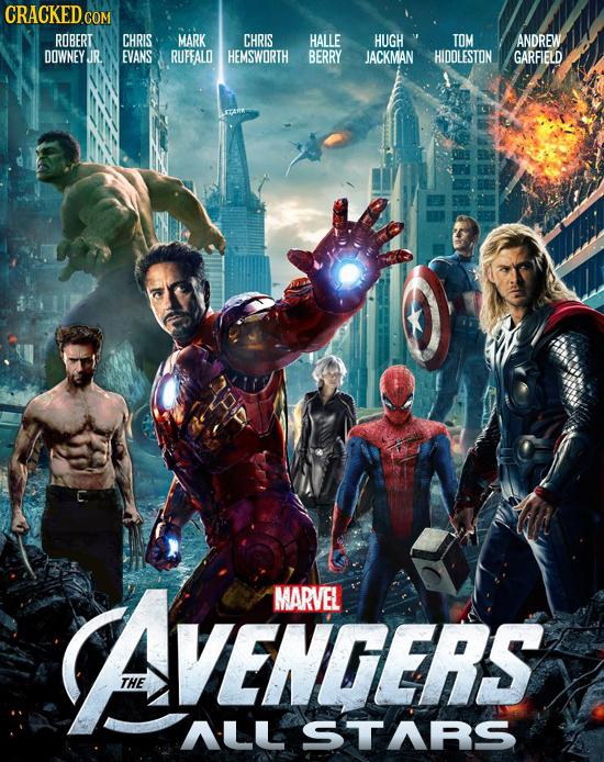 ROBERT CHRIS MARK CHRIS HALLE HUGH TOM ANDREW DOWNEY JR. EVANS RUFFALO HEMSWORTH BERRY JACKMAN HIDDOLESTON GARFIELD AVENGERS MARVEL VENGERS THE ALL ST