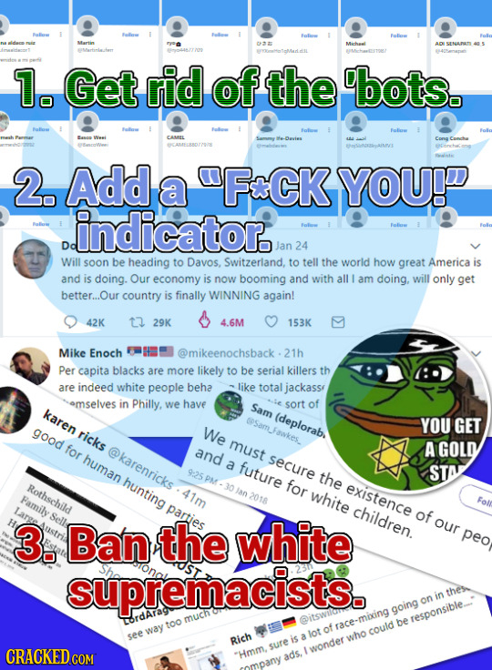 Enlia Michat aD SENENAM 1. Get rid of the 'bots. Fatu Eml Basco CAMEL Samm fe -Davies Cong CAMELSSOrON 2. Add a F*CK YOU!D indicator. Jan 24 Will soo