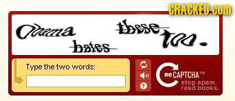 Ouaa ese TRr. bafes Type the tyo words: COCAPTCHA Re CAPTCHA Bton spam. 2 read book 