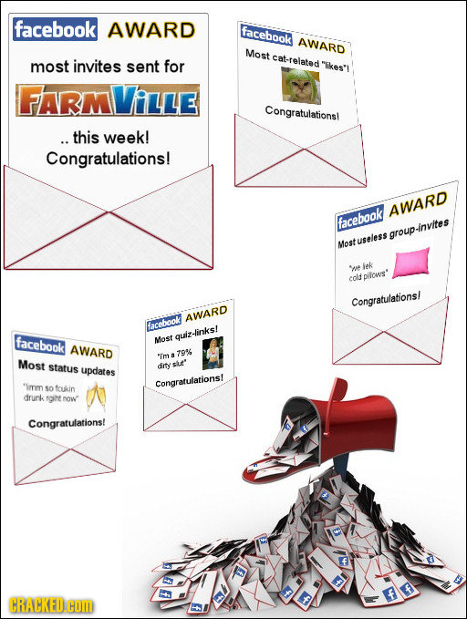 facebook AWARD Faceboak AWARD Most cat-related likes'i most invites sent for FARM Ville Congratulations! .. this week! Congratulations! AWARD faceboo