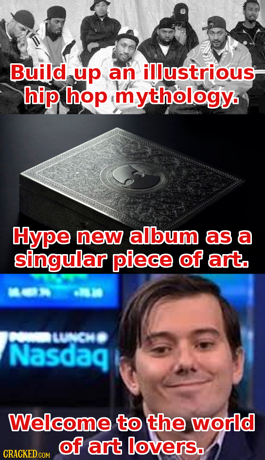 Build up an illustrious hip hop mythology. Hype new album as a singular piece of art. LUNCH Nasdaq Welcome to the world of art lovers. CRACKED COM
