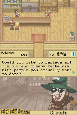 II Dedometer SP 2 CMO) 452 PM 6: 00 Would you like tO replace all the old and creepy bachelors with people you actually want tO date? GRAGKEDCON Gusta