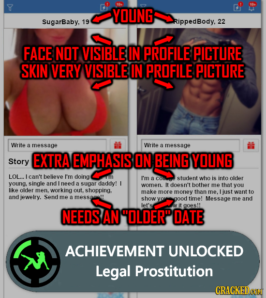 10e YOUNG SugarBaby, 19 RippedBody, 22 FACE NOT VISIBLE IN PROFILE PICTURE SKIN VERY VISIBLE IN PROFILE PICTURE Write a message Write a message EXTRA