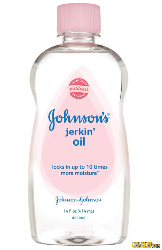 CINICALN mildness PROVEN Johnsou's jerkin' oil locks in up to 10 times more moisture* Johunsonujohnson 14 fl OZ (414 mL) 000000 CRACKEDCON