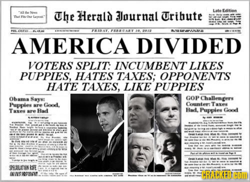 Uhe Herald Uribute Late Edition A e Ndowa Jlournal Tut F Oe 04 CT FRIDAY. FEARARY 10. 2012 APAAMIA AMERICA DIVIDED VOTERS SPLIT: INCUMBENT LIKES PUPPI