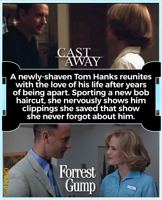 CAST AWAY A newly-shaven Tom Hanks reunites with the love of his life after years of being apart. Sporting a new bob haircut, she nervously shows him