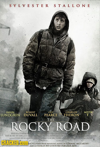 SYLVESTER STALLONE DOLPH RORERT ry CHARLIZE MISTER LUNDGREN DUVALL PEARCE THERON T THE ROCKY ROAD N CRACKEDY HOME THLPILITZES PU WINNENVE NOWVEE CORMA