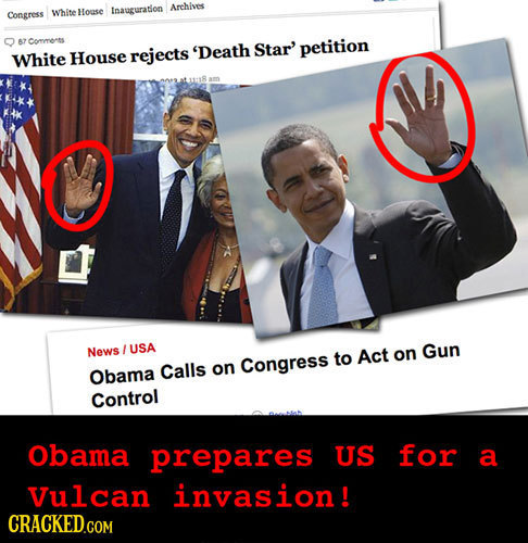 Archives Congress White Houase Inauguration 7 Comments 'Death Star' petition White House rejects News USA Act Gun Congress to on Obama Calls on Contro