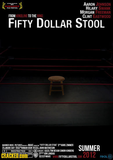 AARON JOHNSON SUNDANCE HILARY SWANK MORGAN FREEMAN FROMKINDLING TO THE RING CLINT EASTWOOD FIFTY DOLLar STOOL WARNER BBOS PICTRES MAAS SFIETY DD STOOC
