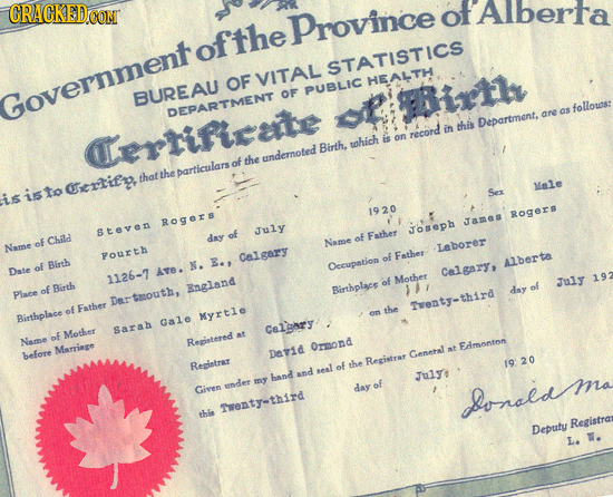 CRACKEDCON of Alberta Province ofthe STATISTICS OF VITAL HEALTH PUBLIC BUREAU OF overnment Iith DEPARTMENT follounss are as this Department, record in