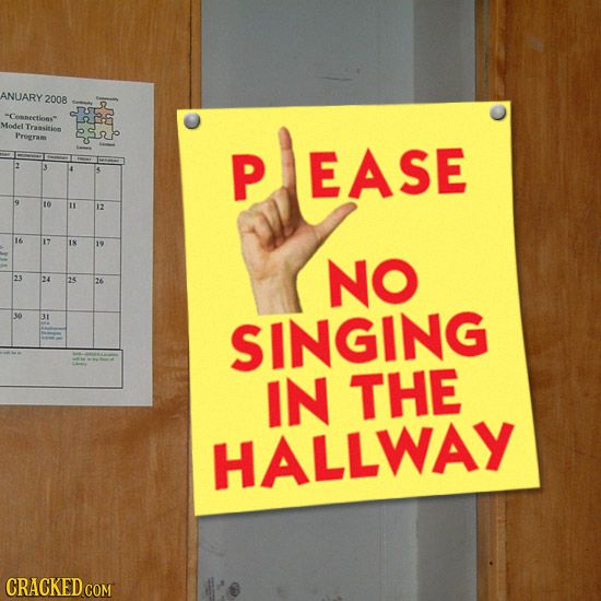 ANUARY 2008 -Coneetions Model Program P EASE 5 10 E NO B 2 5 31 SINGING IN THe HALLWAY CRACKED COM