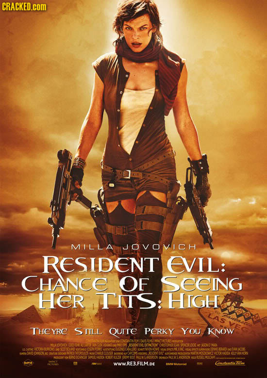 CRACKED.COM MILLA JOVOVICH RESIDENT EVIL: CHANCE OF SEeIng Her TNIS: HIGH THEYRE STILL QurTE PERKY YOU KNOW AYOMOVICA CNET OCENTEVE FTNCTICN CRSTOP-ER