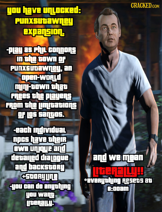 you have UrLLOCKEd: PUnXSutawney expansion. -pLay as PLuL GORORE In e own of PUNXSUDawey,an open-WOFLD min-town hat FREeS the PLayeRs FRoM the Lmitatl