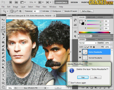 Ps MN ZEC ESSENTIALS DESIGN PAINTIN GRACKEDCO Fla Ed Image Layer Select FIer Vien Window Help Tolerances Amtralas Contiguous Sample Al Lavers Rafne Ed