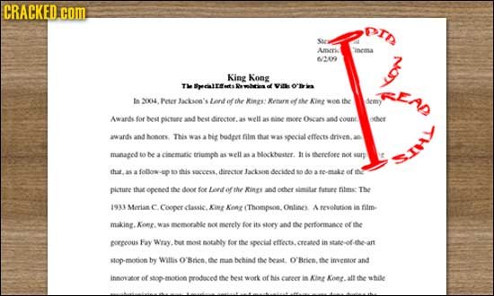 CRACKED. com Sta Amerk inema 626 9 King Kong Th Specialleets d A XOX4. Pter Jackson's Lont ef mhe Kiner Renrw ae Aint wee iNe demy Awandte fof hest pi