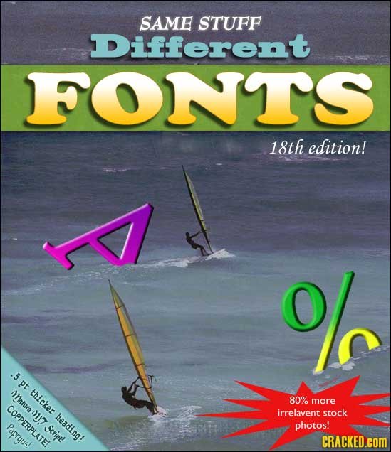 SAME STUFF Different FONTS 18th edition! % .5 pt Matura thicker 80% more COPPERPLATE! m7 heading! irrelavent stock Papryus! Seript! photos! CRACKED.cO