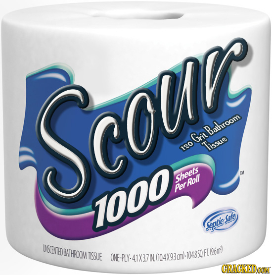 Scoue Bathroom Grit Tissue 120 Ssheets Roll Per 1000 Septie saite UNSENTEDBATHROOM TISSUE (104X930-1048S0.FT. 096m) CRACKEDCON 