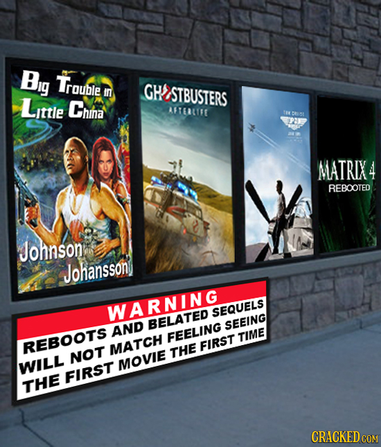 Bng Troubie IN GH STBUSTERS Little Chia AETERLOIE t PE MATRIX 4 REBOOTED Johnson Johansson WARNING SEQUELS BELATED SEEING AND FEELING TIME REBOOTS MAT