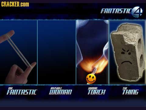 CRACKED.cOM FAITASTIC 4 IR MVISILLE AuAN TE FHAITHSTIL IOMAN TORCH THING