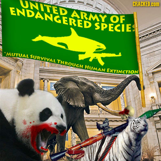 UNITED CRACKED.cOM ENDANGERED ARMY OF SPECIE MUTUAL SURVIVAL THROUGH HUMAN EXTINCTION