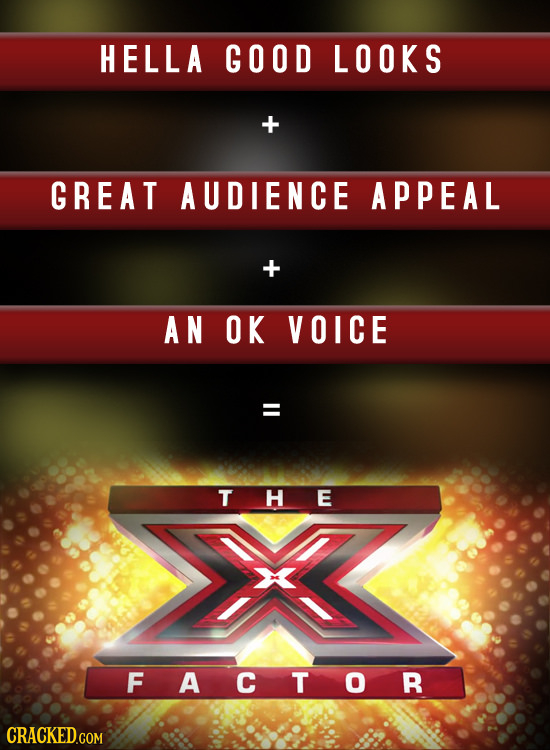 HELLA GOOD LOOKS + GREAT AUDIENCE APPEAL + A N OK VOICE = THE FACTOR