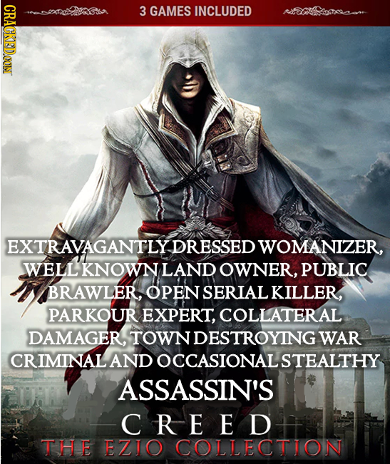 CRACKED.CON 3 GAMES INCLUDED OASLORM EXTRAVAGANTLY DRESSED WOMANIZER, WELL KNOWN LAND OWNER, PUBLIC BRAWLER, OPEN SERIAL KILLER, PARKOUR EXPERT, COLL
