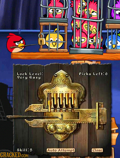 Lock Level: Picks l.eft:6 Very Easy HIIH Skill:5 Auto Attempt Close