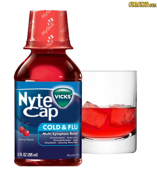 CRACKED NyG ,zz NyQuil NC 11 yQuil Nyte VICKS Cap COLD & FLU Multi-Symptom Relief Acetaminophew... Achet fever Cherry Flavor Dextromerhorphan... Canok