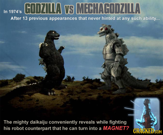 GODZILLA VS MECHAGODZILLA In 1974's After 13 previous appearances that never hinted at any such ability... The mighty daikaiju conveniently reveals wh
