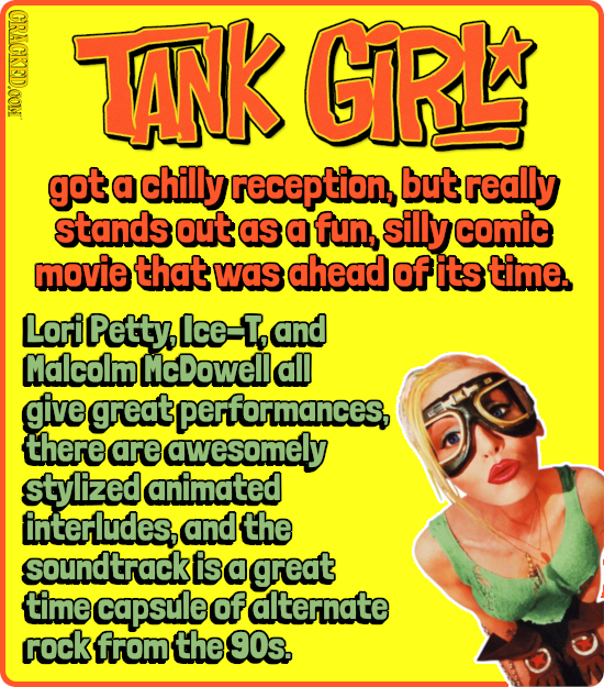 CRACKEDOON TANK GRL got a chilly reception, but really stands out as a fun, silly comic movie that was ahead of its time. Lori Petty, Ice- and Malcolm