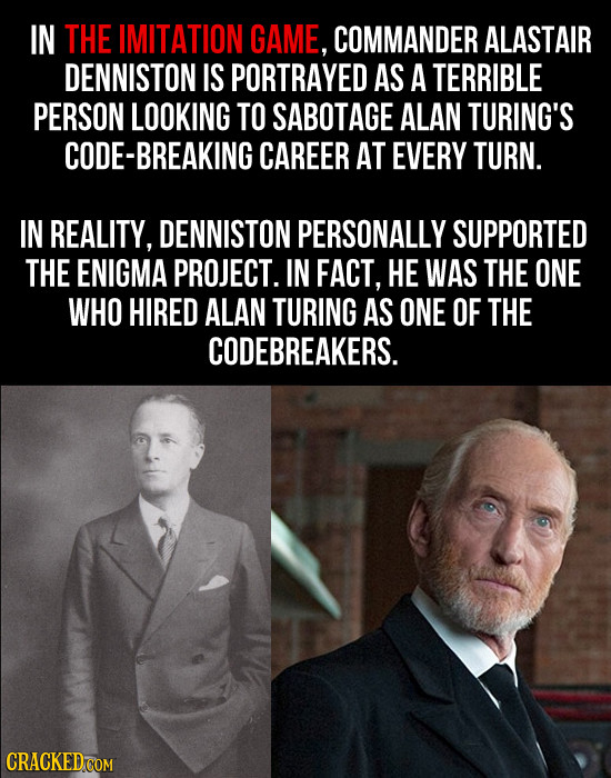 IN THE IMITATION GAME, COMMANDER ALASTAIR DENNISTON IS PORTRAYED AS A TERRIBLE PERSON LOOKING TO SABOTAGE ALAN TURING'S CODE-BREAKING CAREER AT EVERY