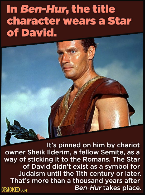 21 Details That Movies And TV Shows Got Exactly Wrong - It’s pinned on him by chariot owner Sheik Ilderim, a fellow Semite, as a way of sticking it t