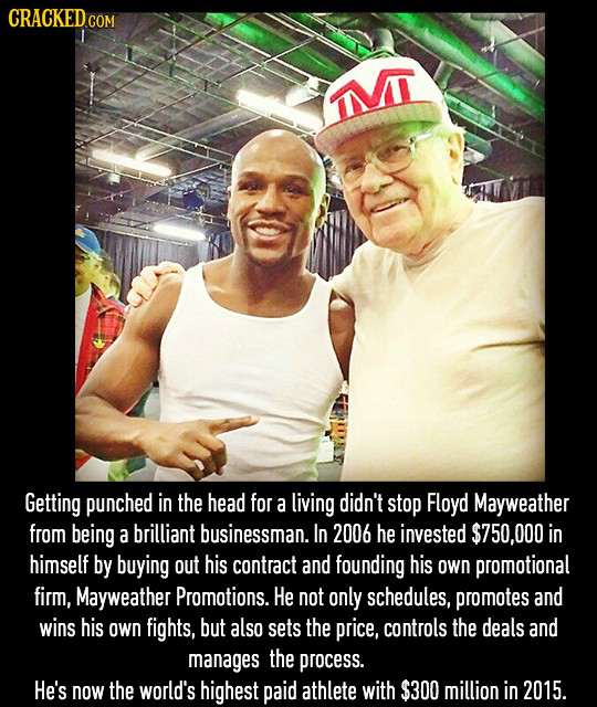 CRACKEDGO COM I Getting punched in the head for a living didn't stop Floyd Mayweather from being a brilliant businessman. In 2006 he invested $750,000
