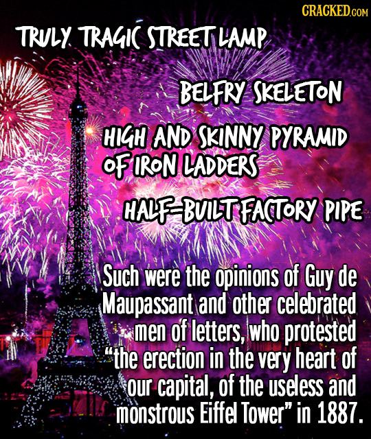 CRACKED.COM TRULY TRAGIC STREET LAMP BELFRY SKELETON HIGH AND SKINNY PYRAMID oF IRON LADDERS HALFBUILT FAATORY PIPE Such were the opinions of Guy de M