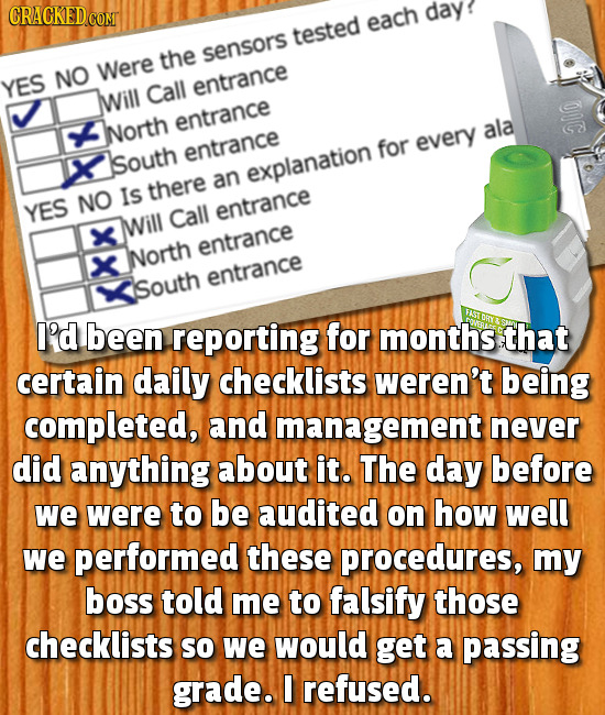 CRACKED COM each day? tested the sensors Were NO YES entrance will Call entrance INorth ala entrance for every ISouth an explanation there NO Is YES C