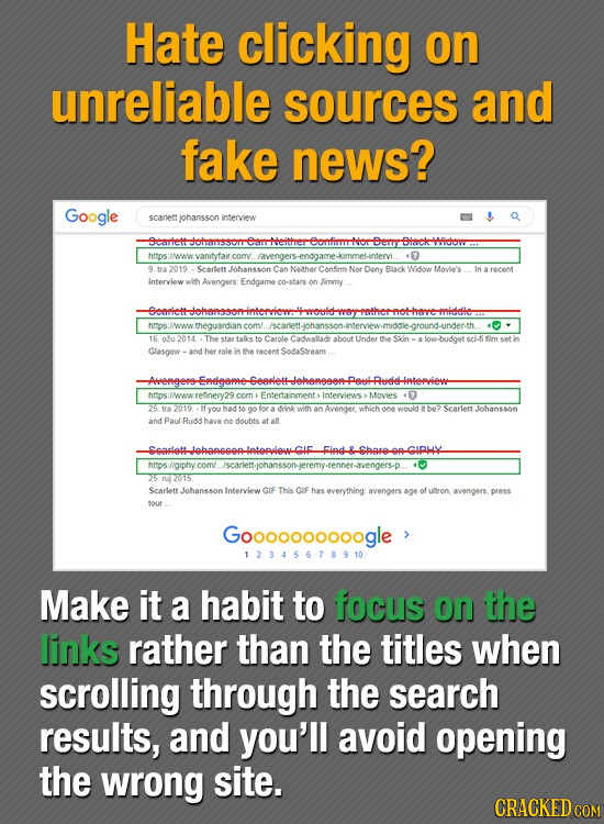 Hate clicking on unreliable sources and fake news? Google scarett iohansson interview Scarletl eit eonfirt Deny Dlack httos com/ /avengers-endgame- 9 