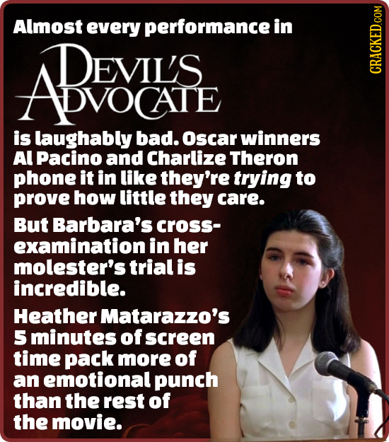 Almost every performance in ADvoi ADEVIL'S DVOCATE CRACKED.com is laughably bad. Oscar winners Al Pacino and Charlize Theron phone it in like they're