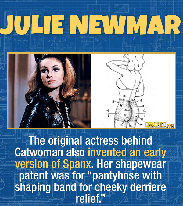 17 Unexpected Accomplishments of Famous People - The original actress behind Catwoman also invented an early version of Spanx. Her shapewear patent wa