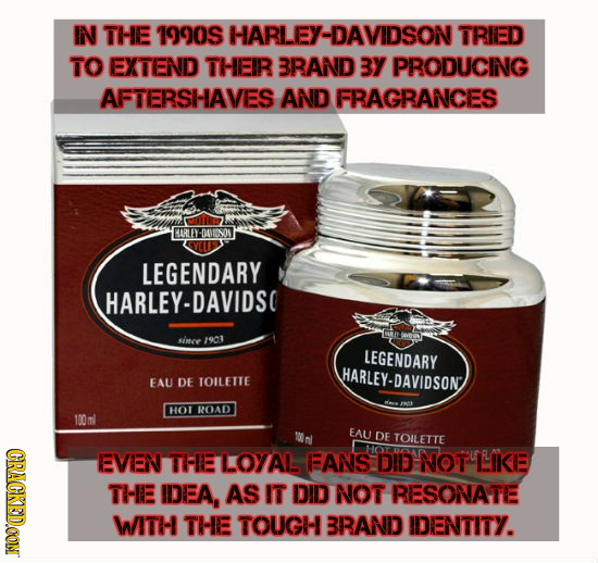 N THE 1990S HARLEY-DAVIDSON' TRIED TO EXTEND THEIR BRAND 3Y PRODUCING AFTERSHAVES AND FRAGRANCES HARLEY-DAVI001 LEGENDARY HARLEY-DAVIDSC sinee 1903 LE