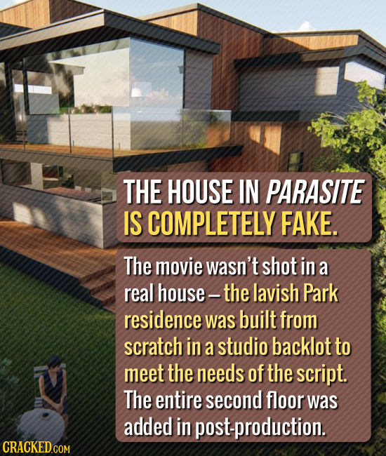 THE HOUSE IN PARASITE IS COMPLETELY FAKE. The movie wasn't shot in a real house- the lavish Park residence was built from scratch in a studio backlot