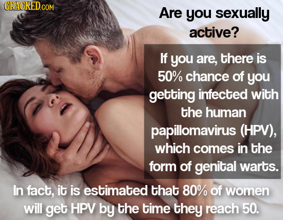 Are you sexually active? If you are, there is 50% chance of you getting infected with the human papillomavirus (HPV), which comes in the form of genit