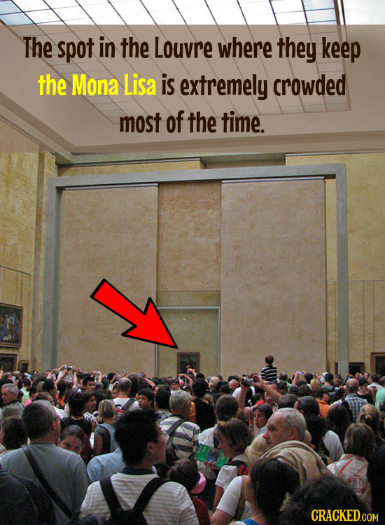 The spot in the Louvre where they keep the Mona Lisa is extremely crowded most of the time.