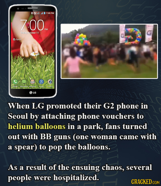 0392 T00PM :00. PM Fndlyyoctober T1 Sprint g LG When LG promoted their G2 phone in Seoul by attaching phone vouchers to helium balloons in a park, fan