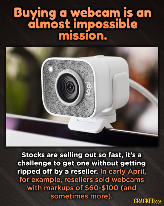 Buying a webcam is an almost impossible mission. looi Stocks are selling out so fast, it's a challenge to get one without getting ripped off by a rese