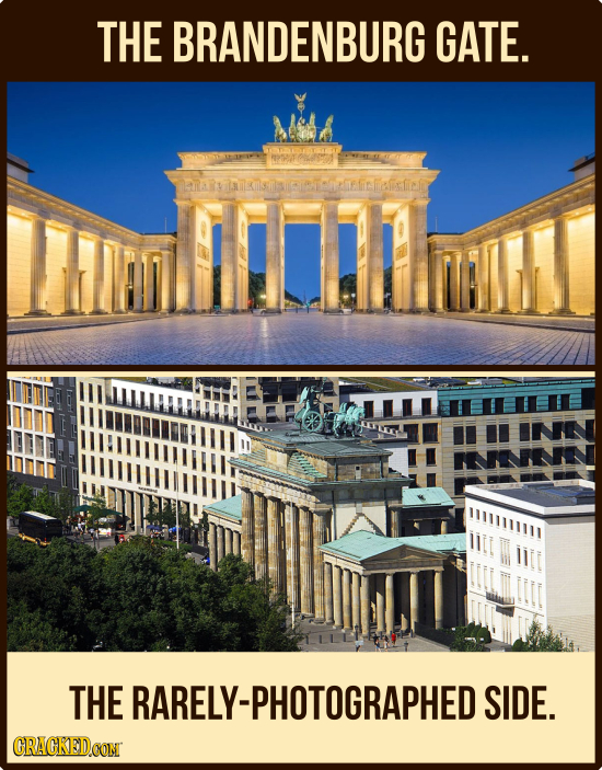 THE BRANDENBURG GATE. ARAISIURTETAfi THE RARELY-PHOTOGRAPHED SIDE. CRACKEDCON